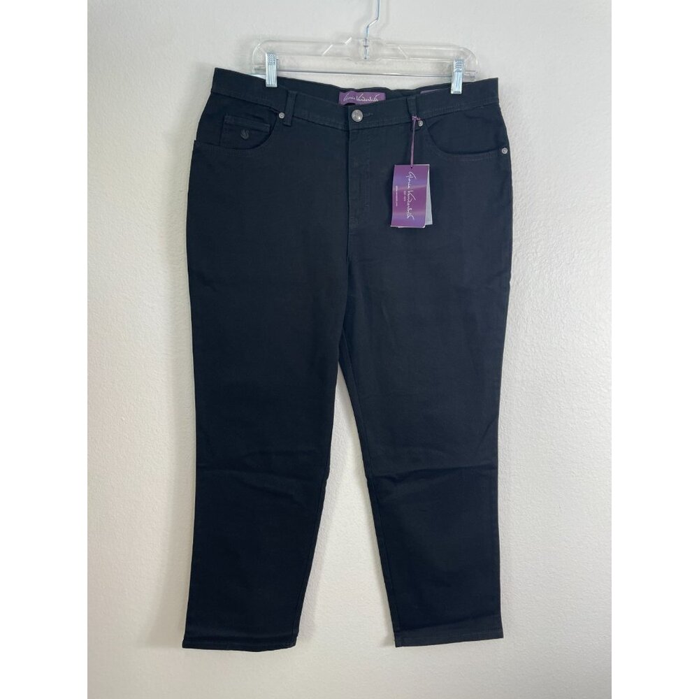 NEW Gloria Vanderbilt‎ Womens 16 Amanda Classic Fit Jean Stretch Black Denim